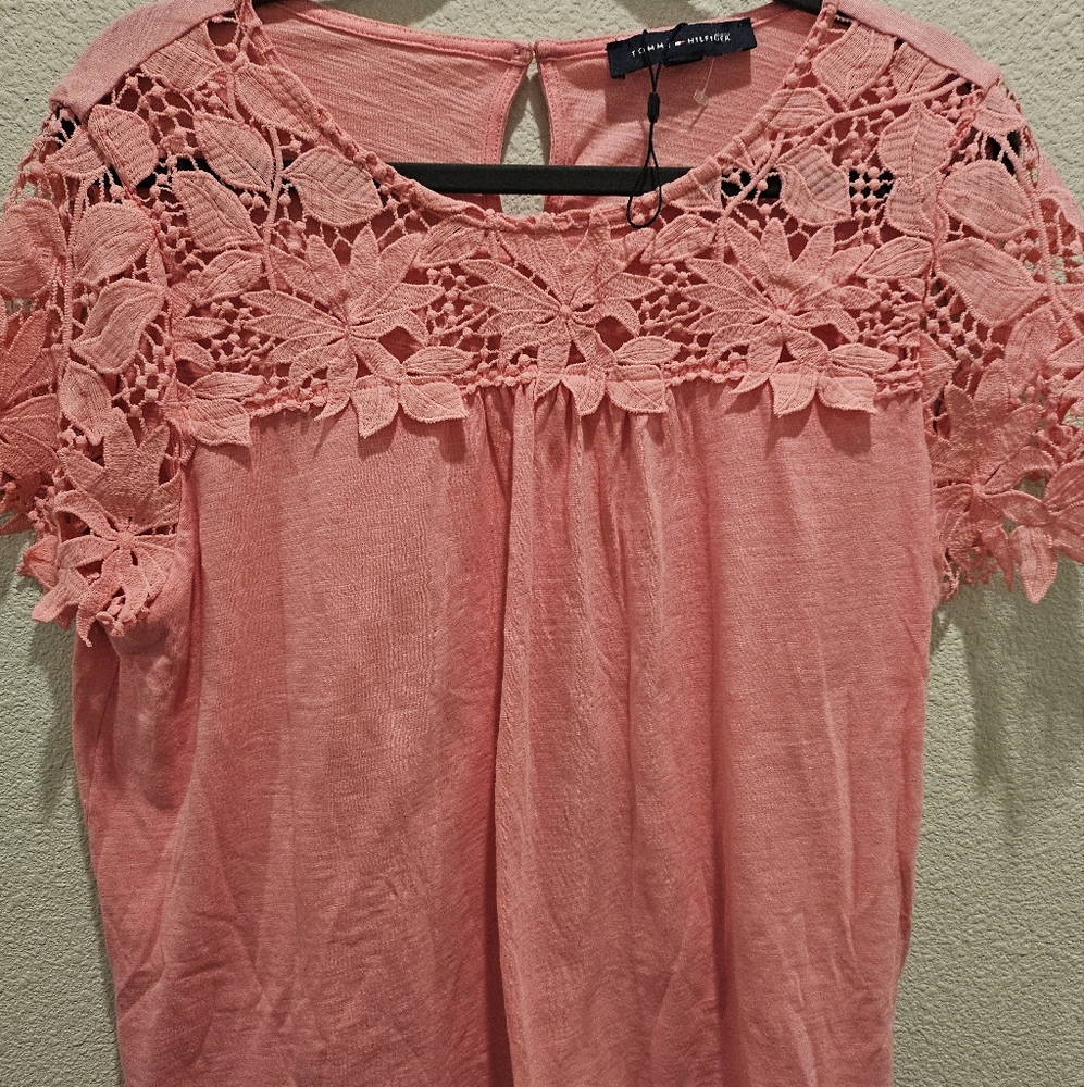 Tommy Hilfiger Pink Cropped Embellished Blouse